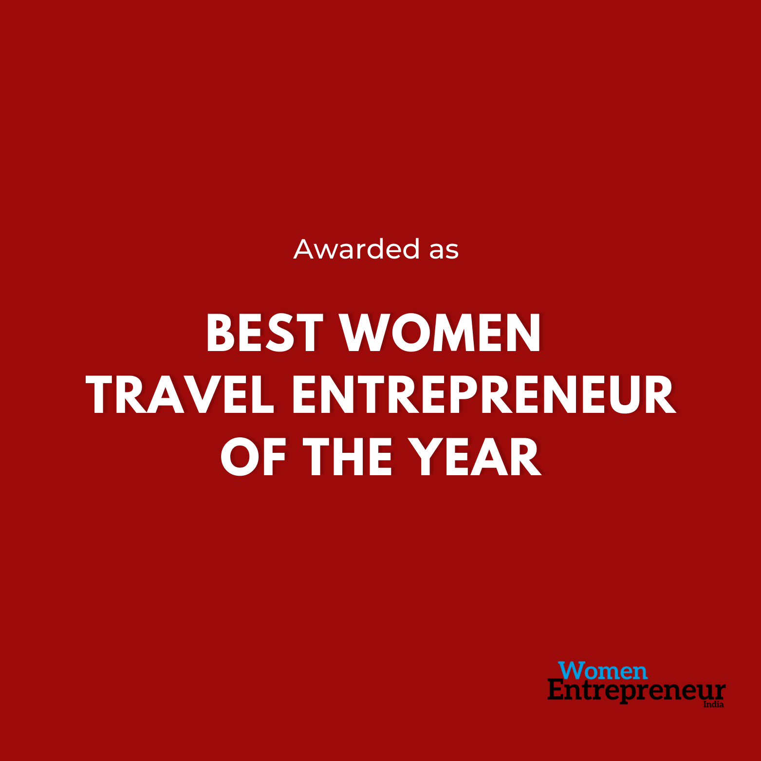 Best Women travel Entrepreneur of the year